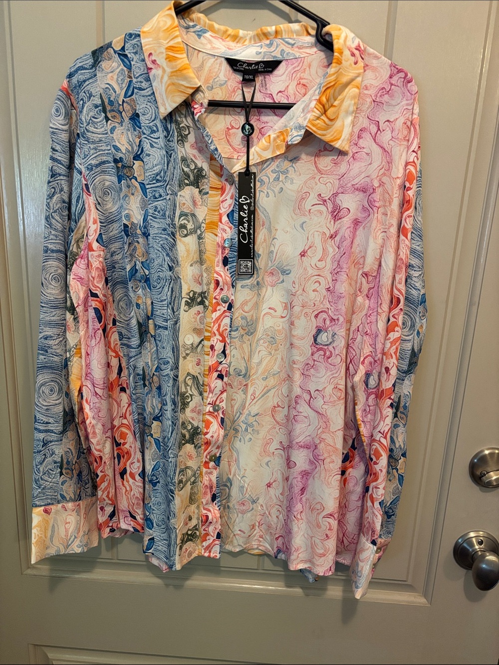 Charlie B Multicolor Marble-Print Long-Sleeve Shirt - Multicolor
